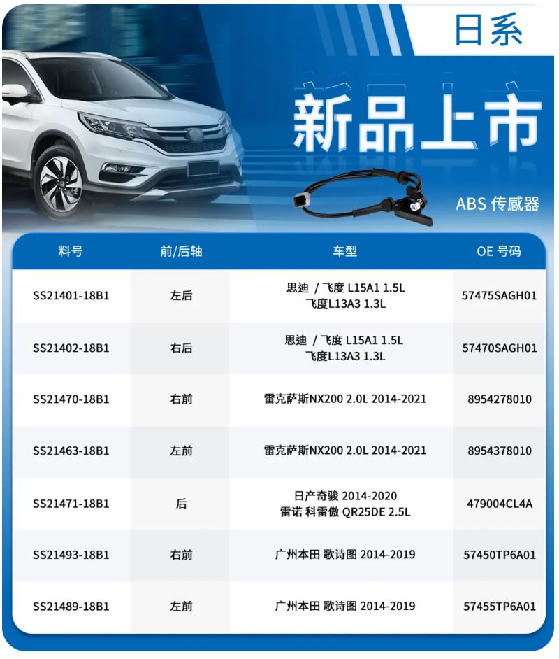 ABS 轮速传感器新件号